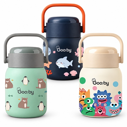 [MẪU MỚI] Bình Ủ Cháo Giữ Nhiệt Inox 304 Kèm Thìa GOOBY 500ml (giao màu ngẫu nhiên)
