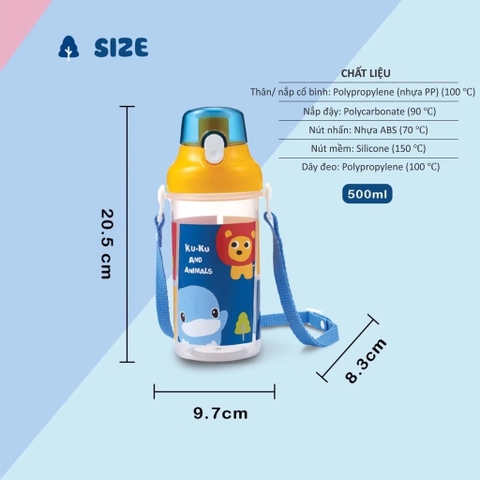 Bình uống nước cho bé KuKu KU5602 - 500ml Màu ngẫu nhiên