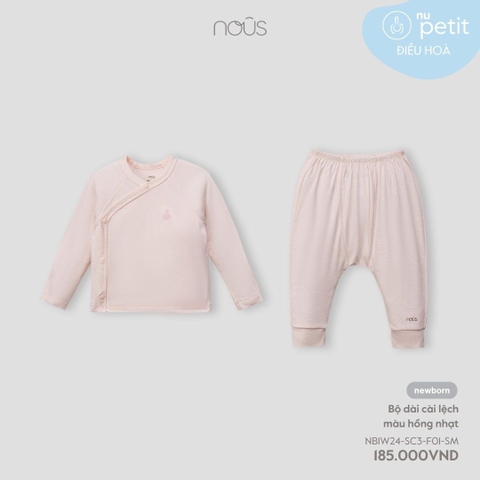 Bộ dài cài lệch màu hồng nhạt NewBorn NOUS