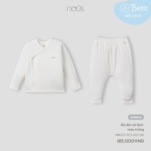 Bộ cài lệch dài màu trắng NewBorn NOUS
