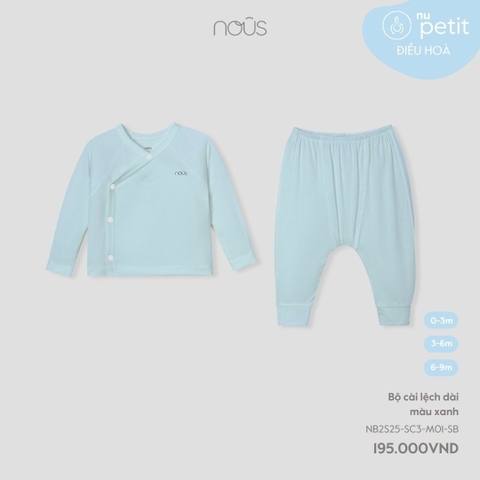 Bộ cài lệch dài màu xanh NewBorn NOUS