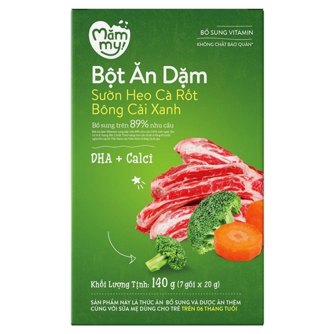 Bột ăn dặm Mămmy sườn heo, cà rốt, bông cải xanh 140g (6M+)