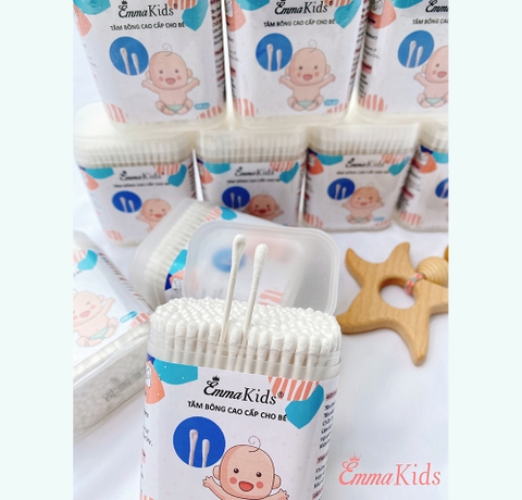 Tăm bông thân giấy Emmakids 2 đầu hộp 200 chiếc (0M+)
