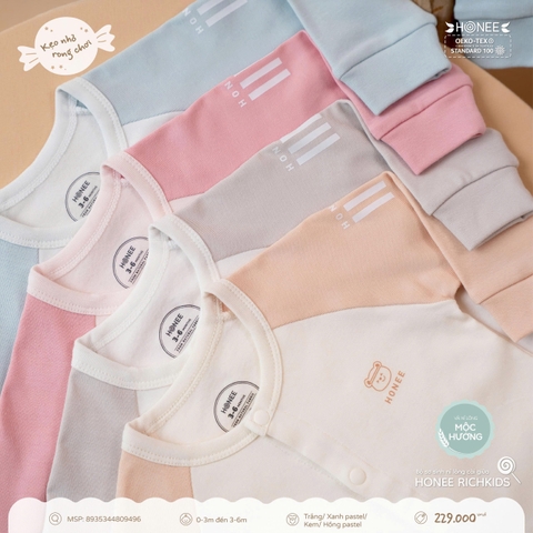 Bộ sơ sinh nỉ lông cài giữa Honee Richkids 9496