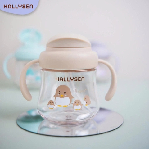 Bình Tập Uống Nước Hallysen Chất Liệu Tritran 210ml - Màu be chim cánh cụt (6M+)