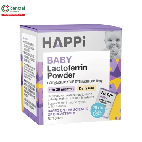 Bột dinh dưỡng Happi Baby Lactoferrin Powder cho bé 1-36M (hộp 28 gói x 1gam)