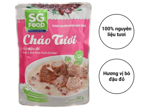 Cháo tươi Bò Đậu đỏ SG Food gói 240g cho bé trên 12 tháng