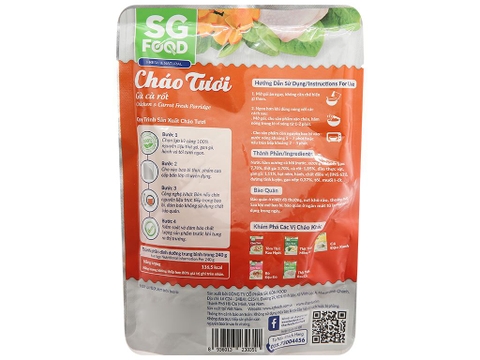Cháo tươi Gà Cà rốt SG Food gói 240g cho bé trên 12 tháng
