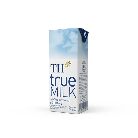 Sữa tươi tiệt trùng TH True Milk có đường 180ml cho bé trên 2 tuổi (vỉ 4 hộp)