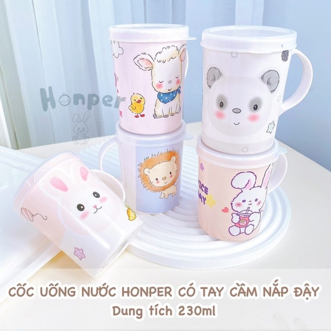 Cốc uống nước Honper HP2410 có nắp đậy 230ml (Họa tiết ngẫu nhiên)