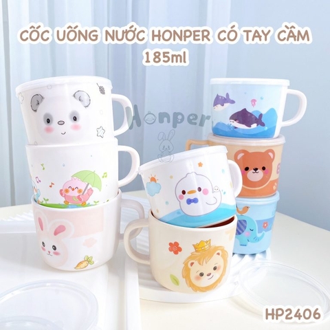 Cốc uống nước Honper HP2406 có nắp đậy 185ml (Họa tiết ngẫu nhiên)