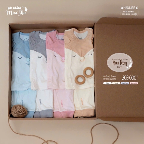 Bộ sơ sinh dài tay cài chéo Mini Foxy Honee 8581