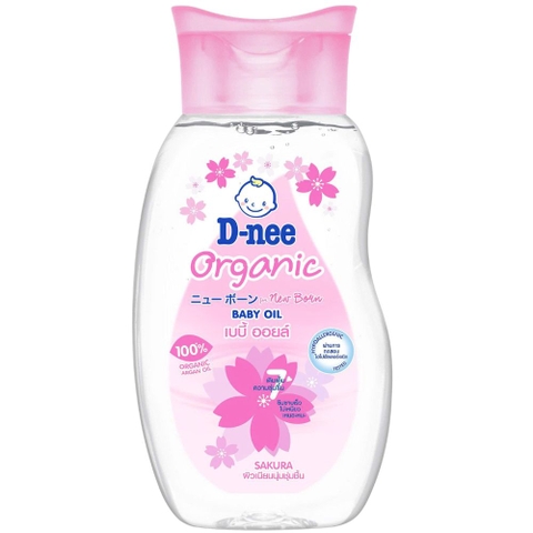Dầu massage em bé D-nee Sakura Hồng 200ml (0M+)