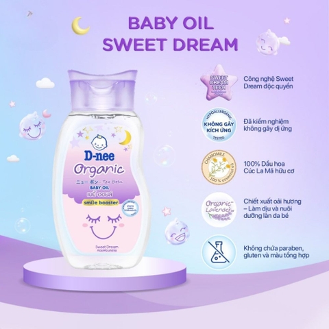 Dầu massage em bé D-nee Sweet Dream Tím 200ml (0M+)
