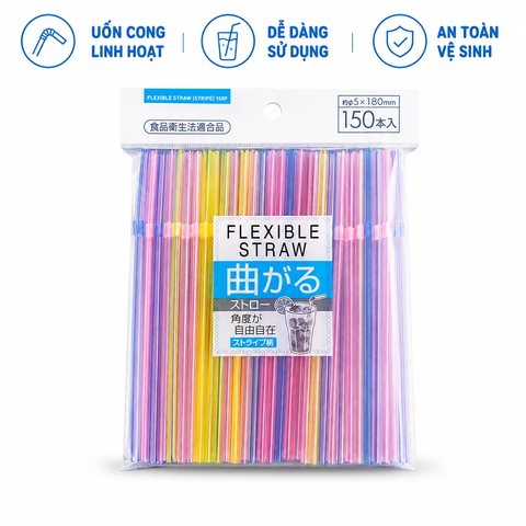 Ống hút Flexible Straw Nhật Bản (set 150 ống)