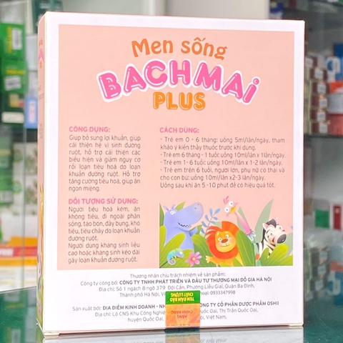 Men sống Bạch Mai Plus 4 tỉ lợi khuẩn cho bé từ 0 tháng (hộp 15 ống x 10ml)