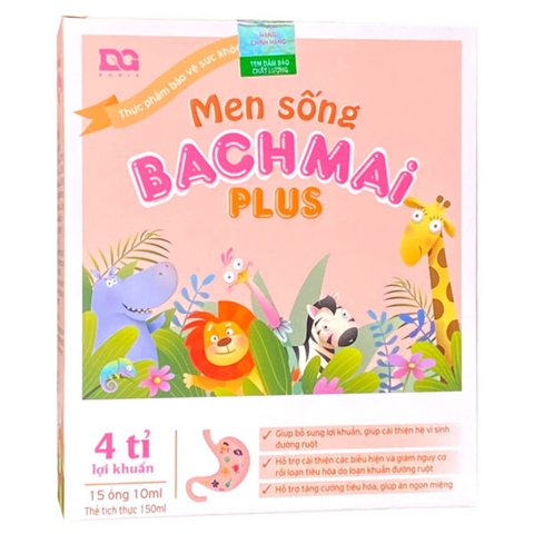 Men sống Bạch Mai Plus 4 tỉ lợi khuẩn cho bé từ 0 tháng (hộp 15 ống x 10ml)