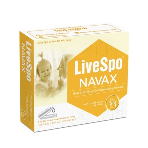 Dung dịch vệ sinh tai, mũi, họng LiveSpo Navax, Hộp 5*5ml (0-2Y)