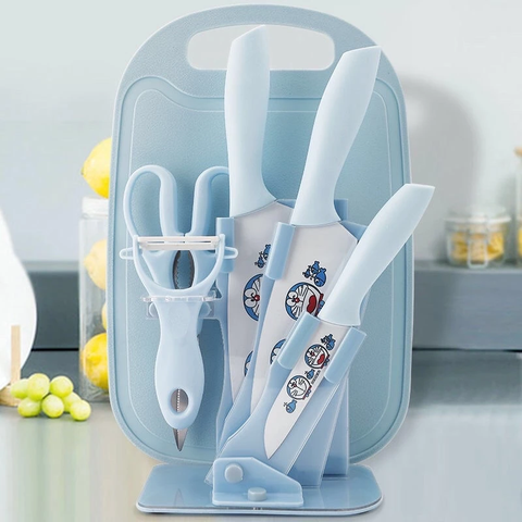 Bộ dao thớt Doraemon và Hello kitty 7 món