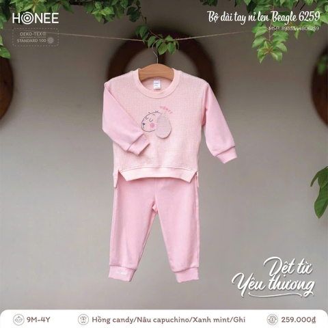 Bộ dài tay nỉ len Beagle Honee 6259