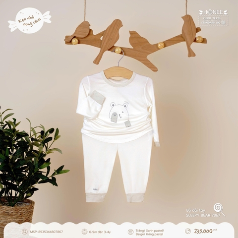 Bộ dài tay Sleepy Bear Honee 7867 màu Trắng