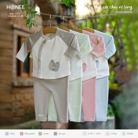 Bộ sơ sinh cài chéo nỉ lông 5788 Honee