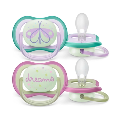Ty ngậm thông khí dạ quang ban đêm Philips Avent NK (SCF376/19, 0-6M, vỉ đôi)