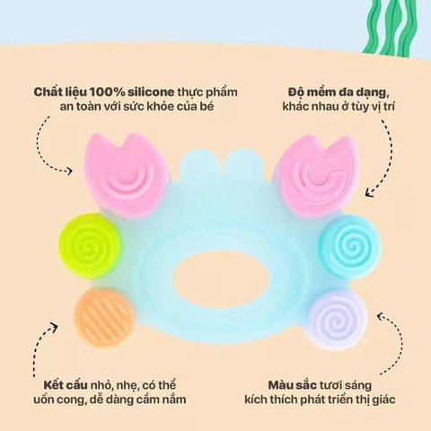 Farlin Gặm Nướu Hình Cua Silicone Đa Sắc Giúp Giảm Đau & Ngứa Nướu Cho Bé (Green)