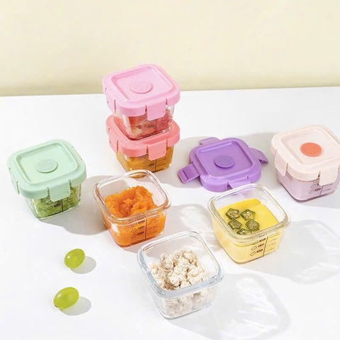 Hộp trữ đông thủy tinh hình mặt cười có vạch chia 140ml