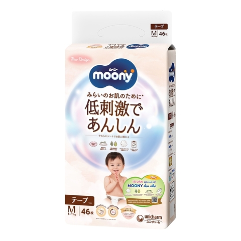 Bỉm - Tã dán Moony Trắng Size M46 miếng (cho bé 6 - 11kg)