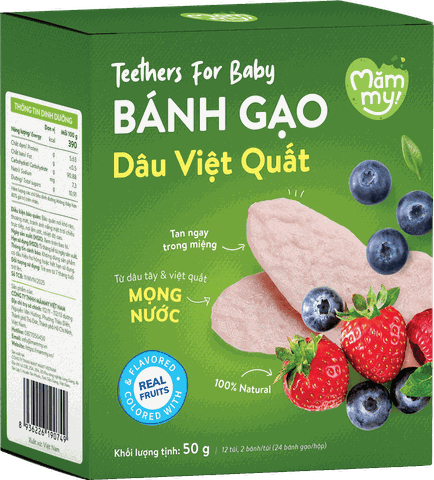 Bánh gạo ăn dặm Mămmy vị dâu việt quất 50g (7M+)