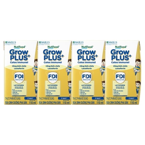 Sữa uống dinh dưỡng Nutifood GrowPlus+ Colos Immunel 4x110ml - ít ngọt (1Y+)