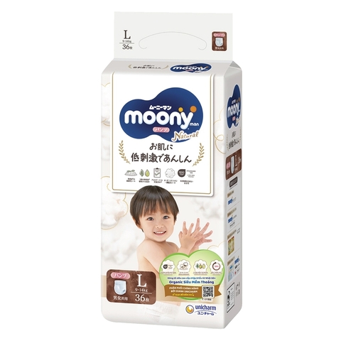 Bỉm - Tã quần Moony Trắng size L36 miếng (cho bé 9 - 14kg)