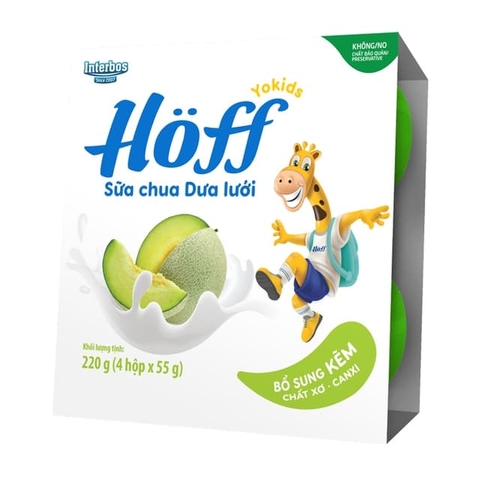 Sữa chua hoa quả Hoff vị dưa lưới vỉ 4x55g (6M+)