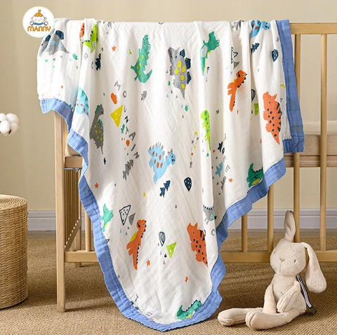 Chăn Bo Viền 4 lớp Sợi Tre MANNY 110x130cm (họa tiết ngẫu nhiên)