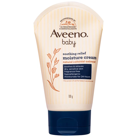 Kem dưỡng ẩm cho da nhạy cảm, khô ngứa Aveeno Baby Smoothing Relief Moisture Cream 100g (0M+)