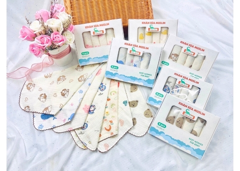 Hộp 6 Chiếc Khăn Sữa Muslin JUBON (Họa tiết ngẫu nhiên)