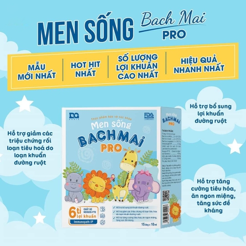Men sống Bạch Mai Pro 6 tỉ lợi khuẩn cho bé trên 6 tháng (hộp 15 ống x 10ml)