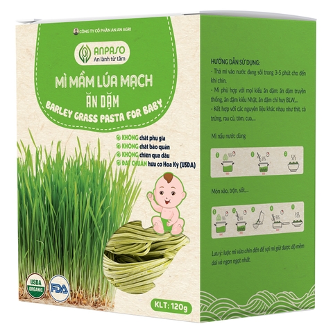 Mì ăn dặm mầm lúa mạch Organic Anpaso 120g