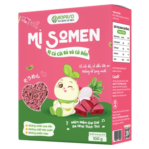 Mì Somen ăn dặm vị Củ Cải Đỏ và Củ Dền Anpaso 100g (6M+)