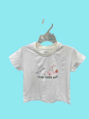 Áo T shirt Mắt lim dim team thiếu ngủ  Hrnee màu trắng sứ (12-18M)
