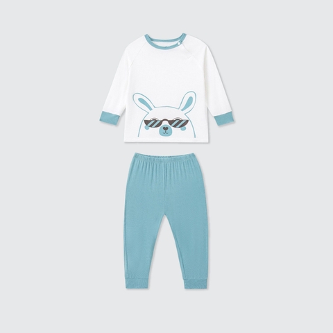 Bộ dài tay La Pomme Raglan người bạn tai dài (Màu Xanh)