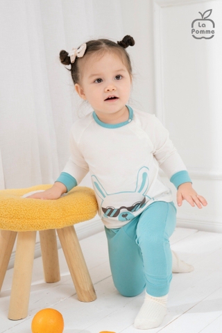 Bộ dài tay La Pomme Raglan người bạn tai dài (Màu Xanh)