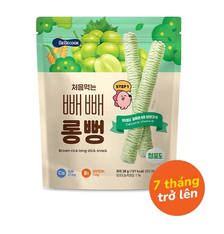 Bánh gạo lứt thanh dài BeBecook vị Nho Xanh dành cho bé từ 7 tháng