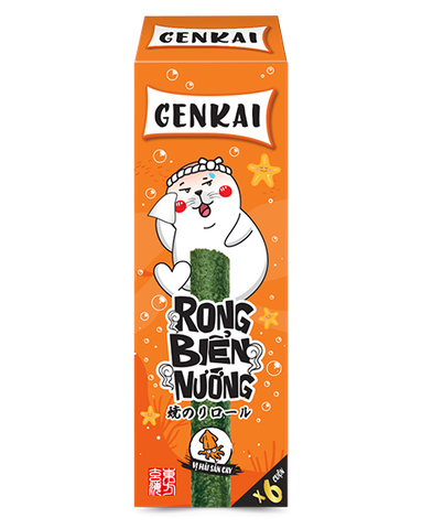 Rong Biển Nướng GENKAI Cuộn Vị Hải Sản Cay 15g (1Y+)