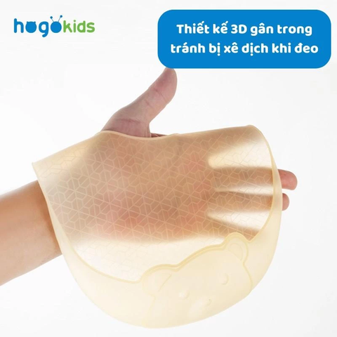 Yếm ăn dặm Hogokids Silicone dẻo trong suốt siêu nhẹ hình gấu 30x28cm (màu ngẫu nhiên)
