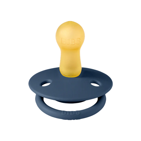Ty ngậm núm tròn cao su tự nhiên BIBS Pacifier De Lux Latex  Size 2 trên 6 tháng tuối, Steel Blue