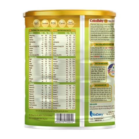 Sữa bột Colosbaby gold 1+ 800g tăng cường hệ miễn dịch cho bé 1-2 tuổi