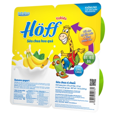 Sữa chua hoa quả Hoff vị chuối 4x55g