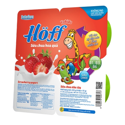 Sữa chua hoa quả Hoff vị dâu vỉ 4x55g